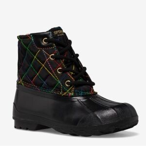 SPERRY Syren Black/Rainbow Stitch Port Duck Boot Kids' Sz US 2M